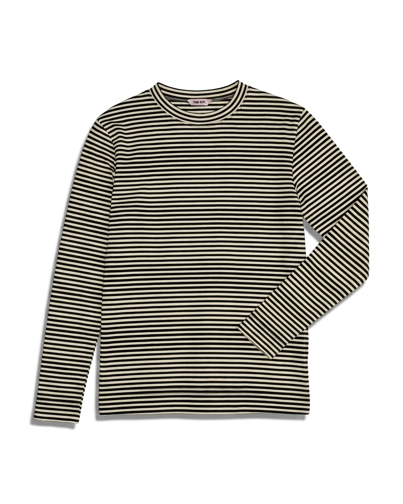 KID Long Sleeve Tee | Bone and Black Stripe