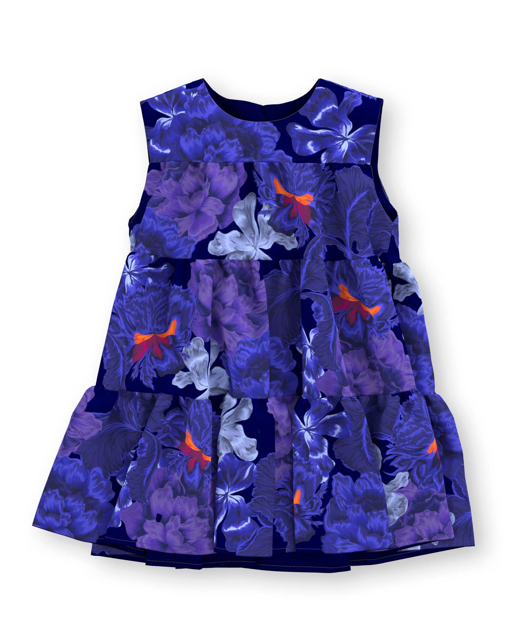 KID Ruffle Dress | Indigo Iris