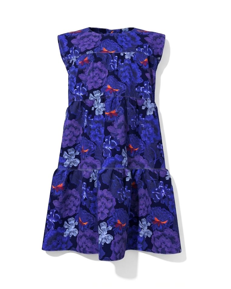 KID Ruffle Dress | Sapphire Iris
