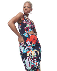 Selina Dress | Navy Tropics