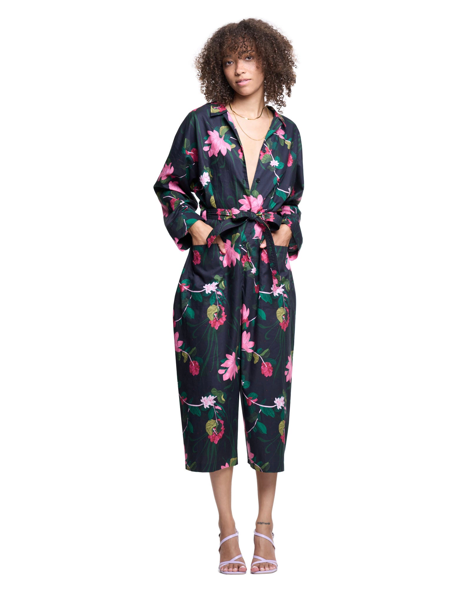 Harlow Jumpsuit | Black Beach Florals