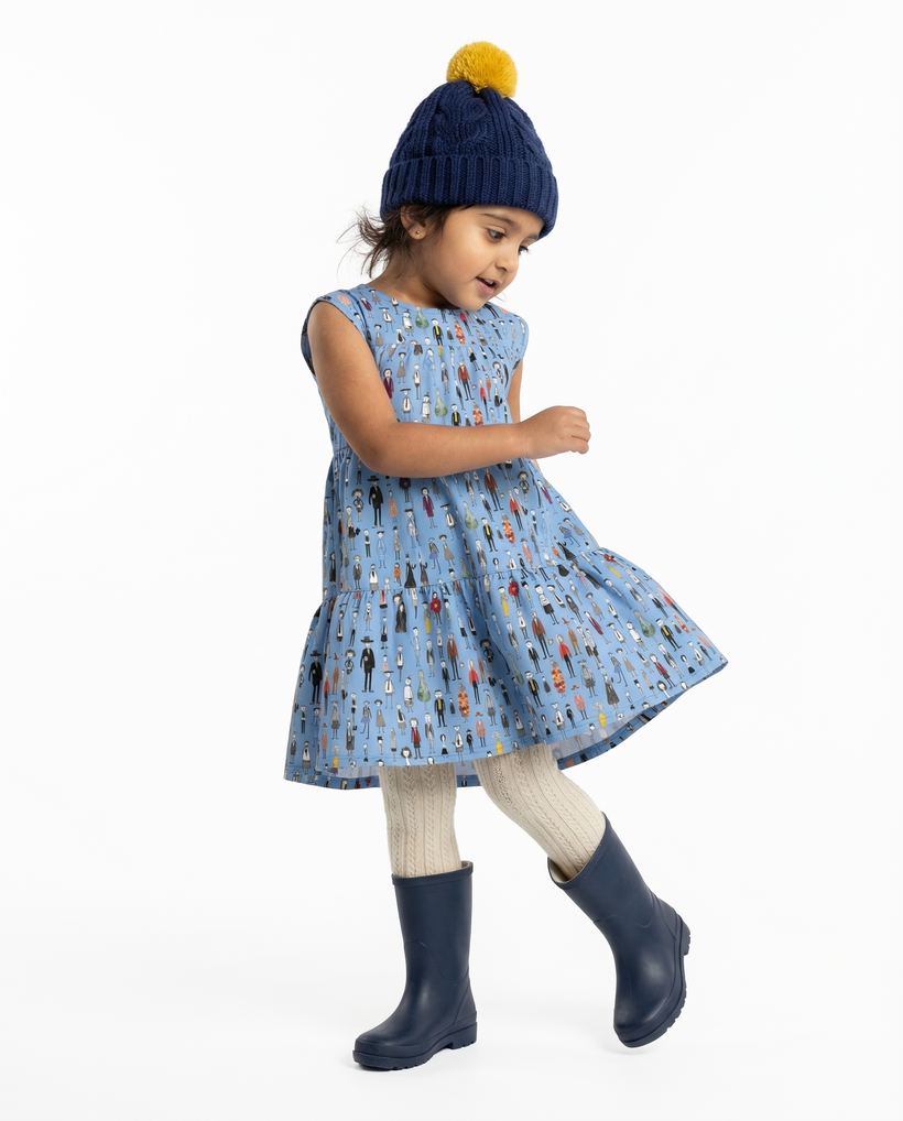 KID Ruffle Dress | Blue Street Style