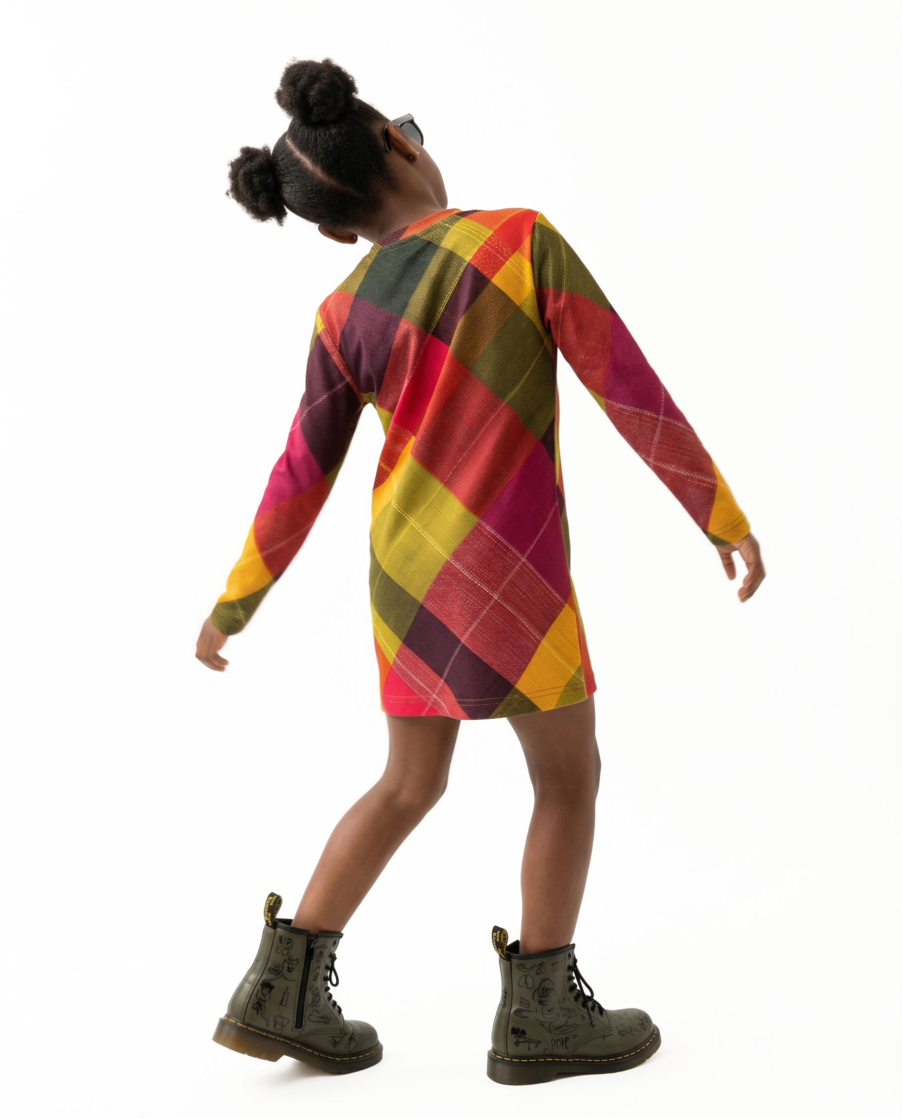 KID Long Sleeve Tee Dress | Citrus Plaid