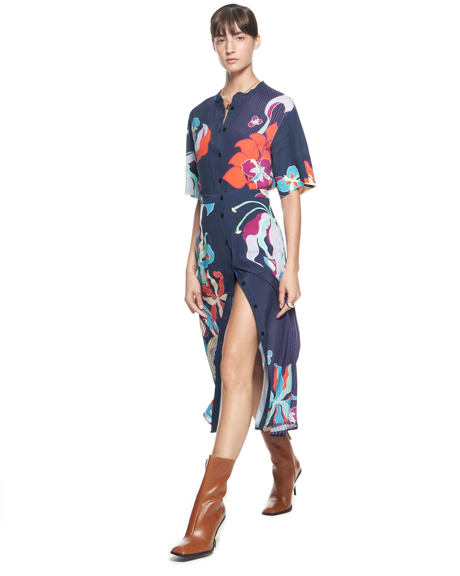 Cobie Shirtdress | Navy Tropics