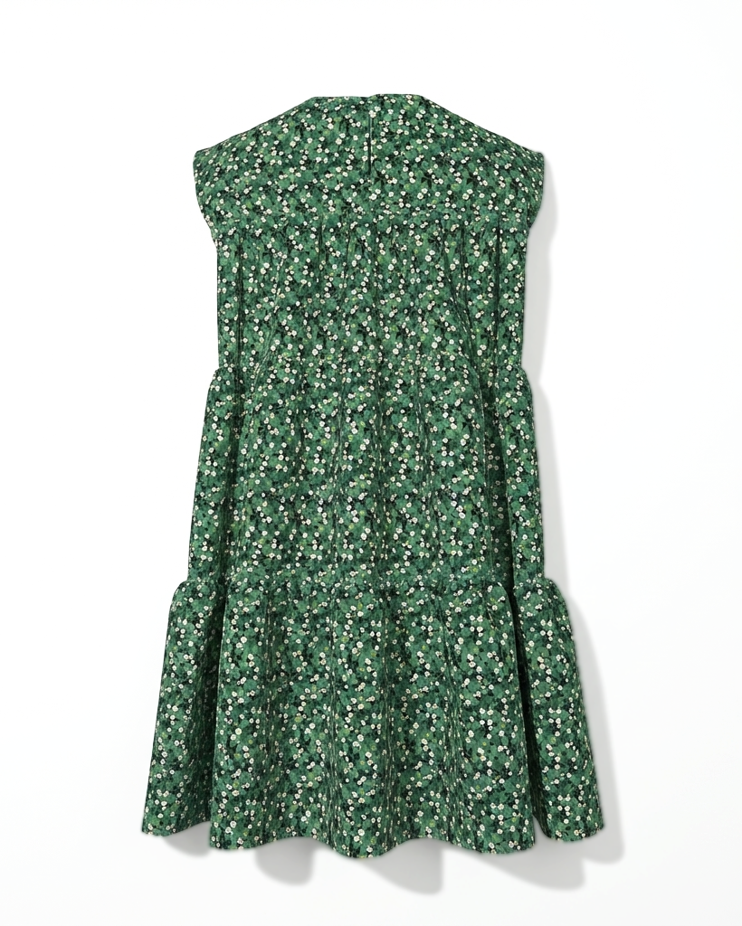 KID Ruffle Dress | Green Primrose