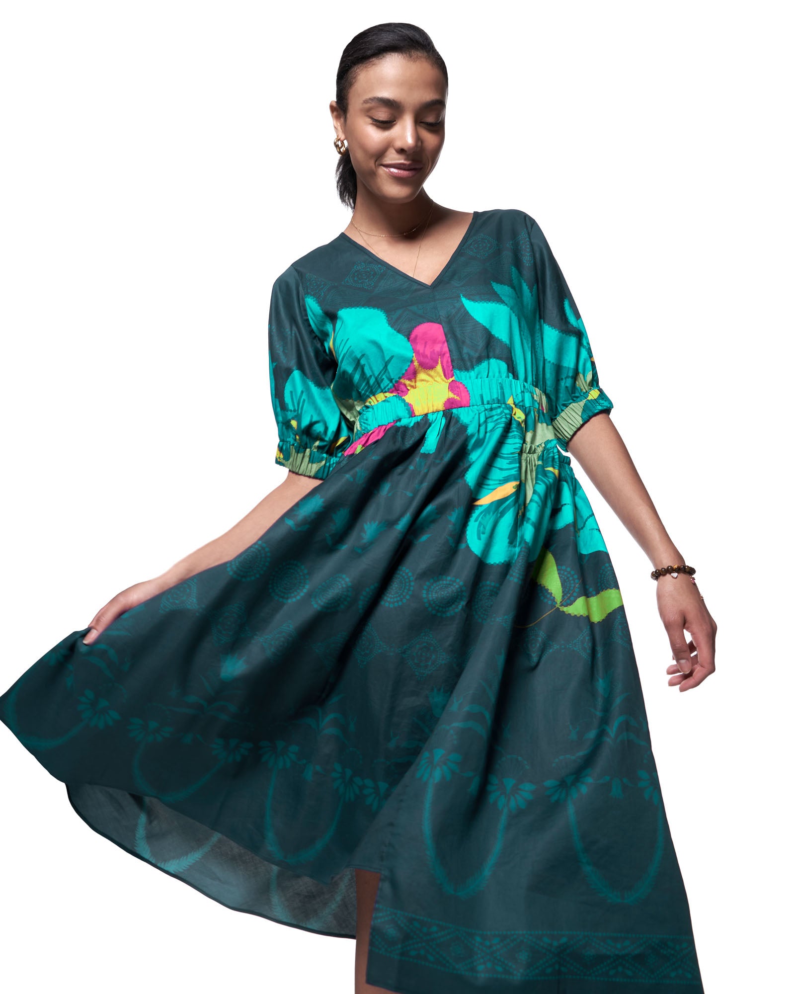 Sophia Dress | Evergreen Blooming Batik