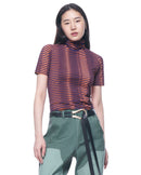 Short Sleeve Turtleneck | Purple Copper Stripe