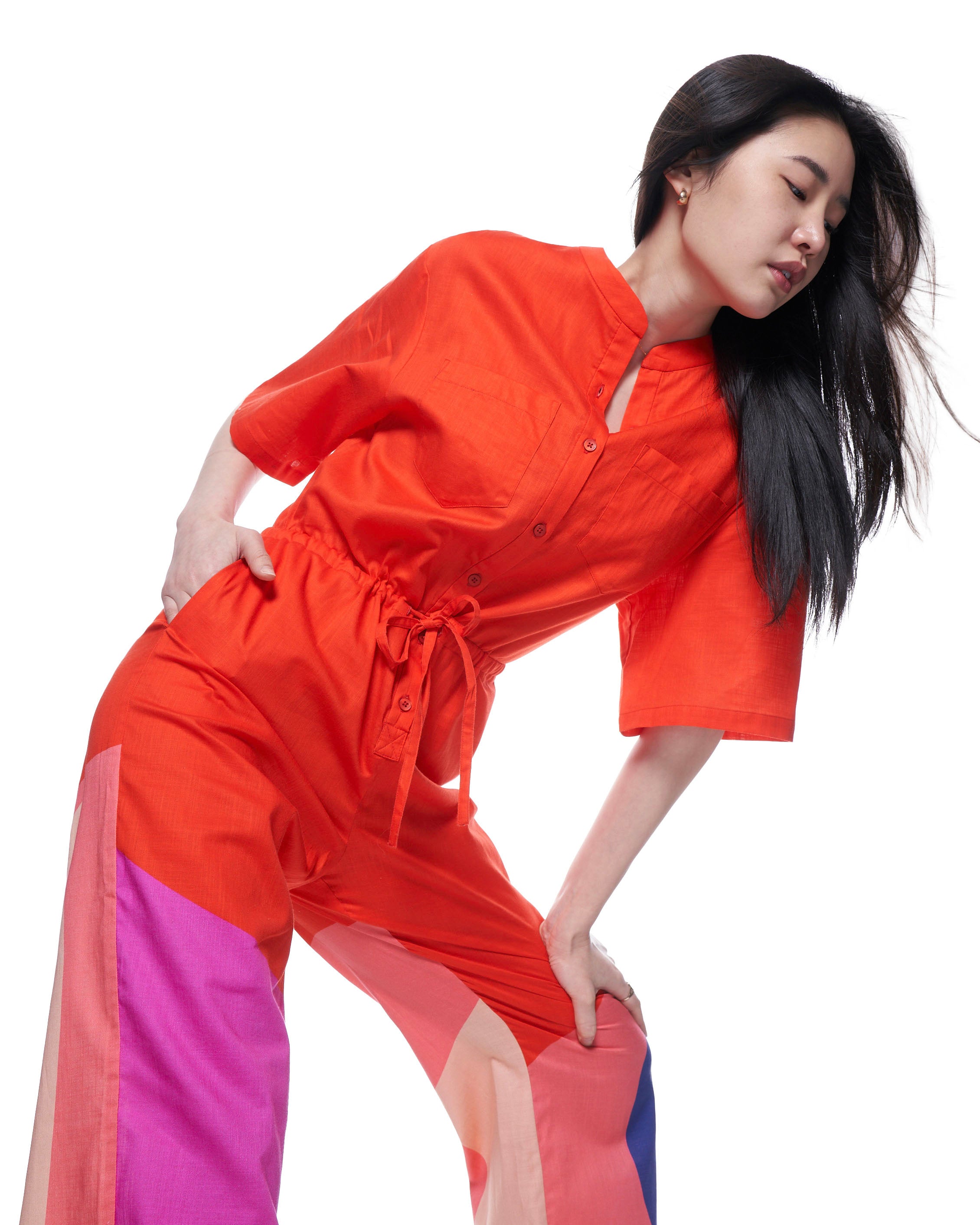 Issa Jumpsuit | Magenta Cut Paper