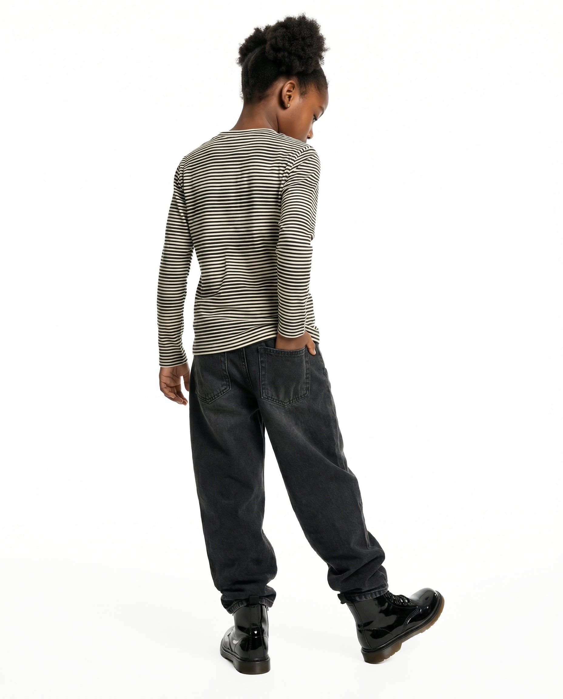 KID Long Sleeve Tee | Bone and Black Stripe