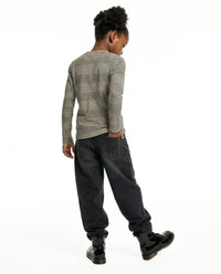 KID Long Sleeve Tee | Bone and Black Stripe