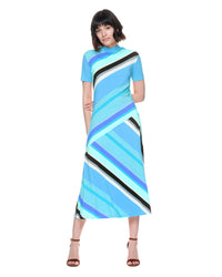 Lola Dress | Cyan Stripe