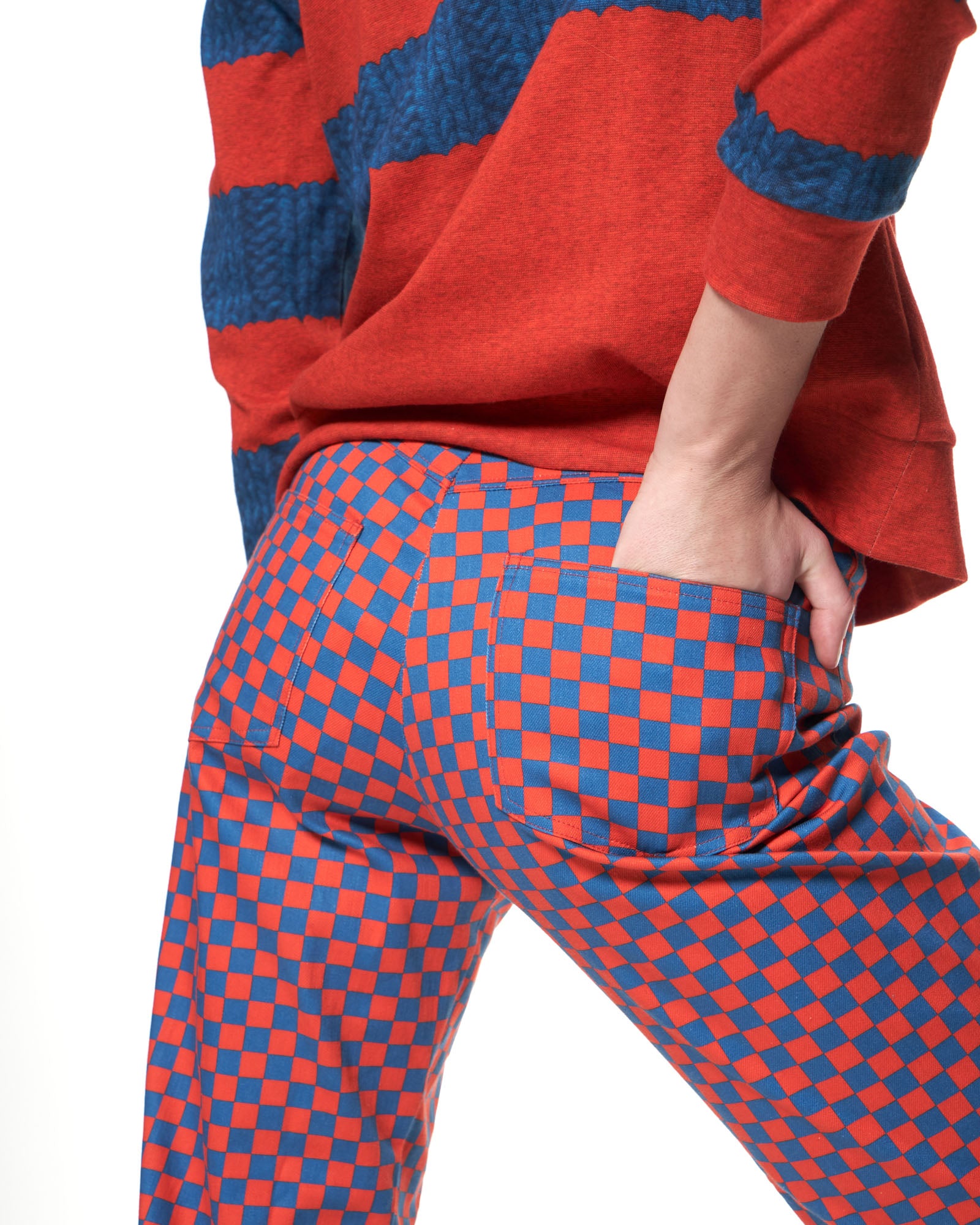 Cropped Alexa Jean | Blue Orange Grid