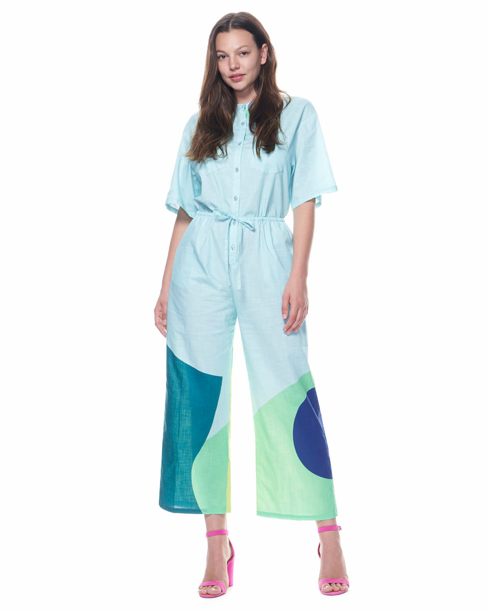 Issa Jumpsuit | Aqua Cut Paper