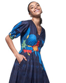 Sophia Dress | Navy Blooming Batik