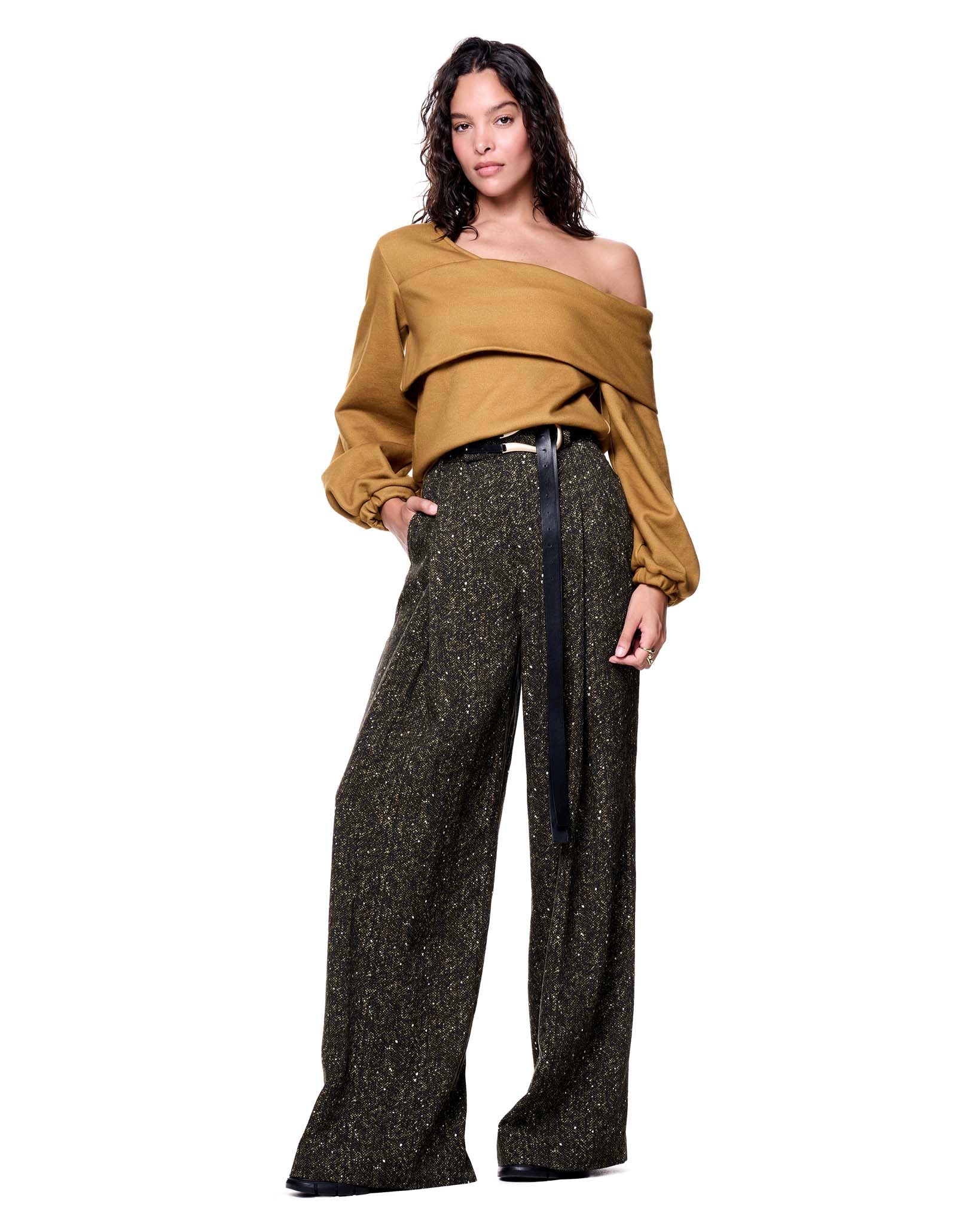 Frankie Trouser | Flecked Olive Green
