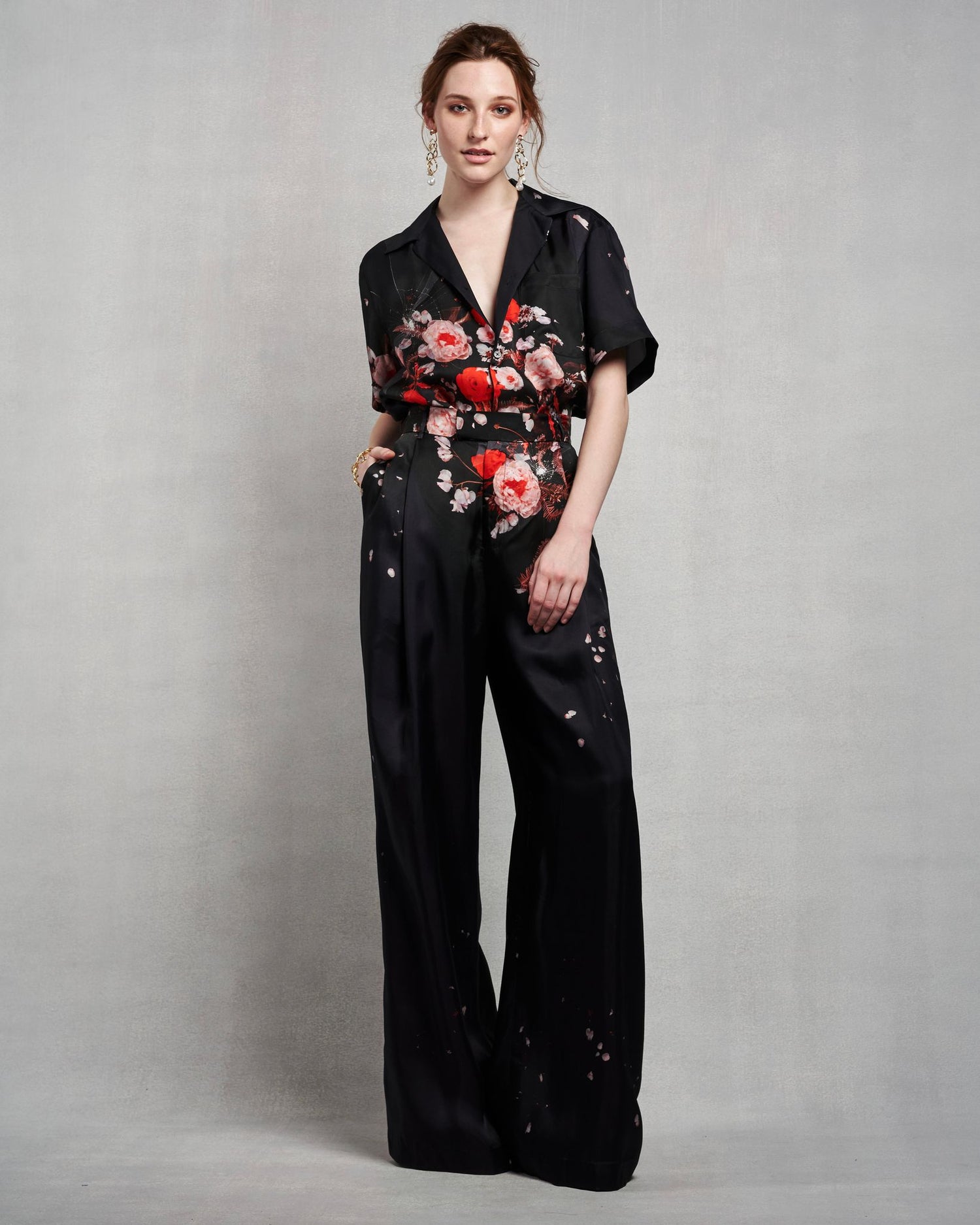 Leigh Trouser | Red Shattered Florals