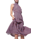 Jia Dress | Blue Orange Grid