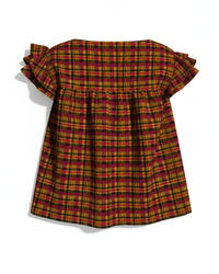 KID Ruffle Top | Citrus Plaid