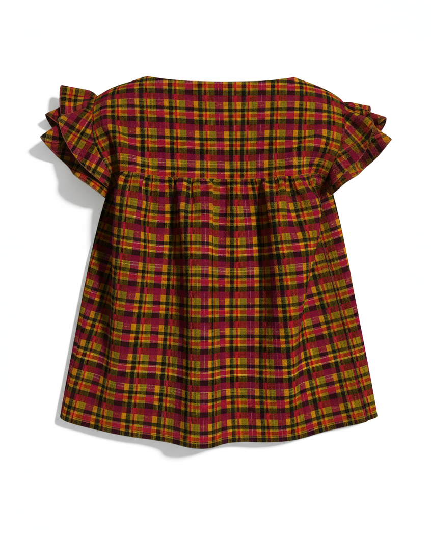 KID Ruffle Top | Citrus Plaid