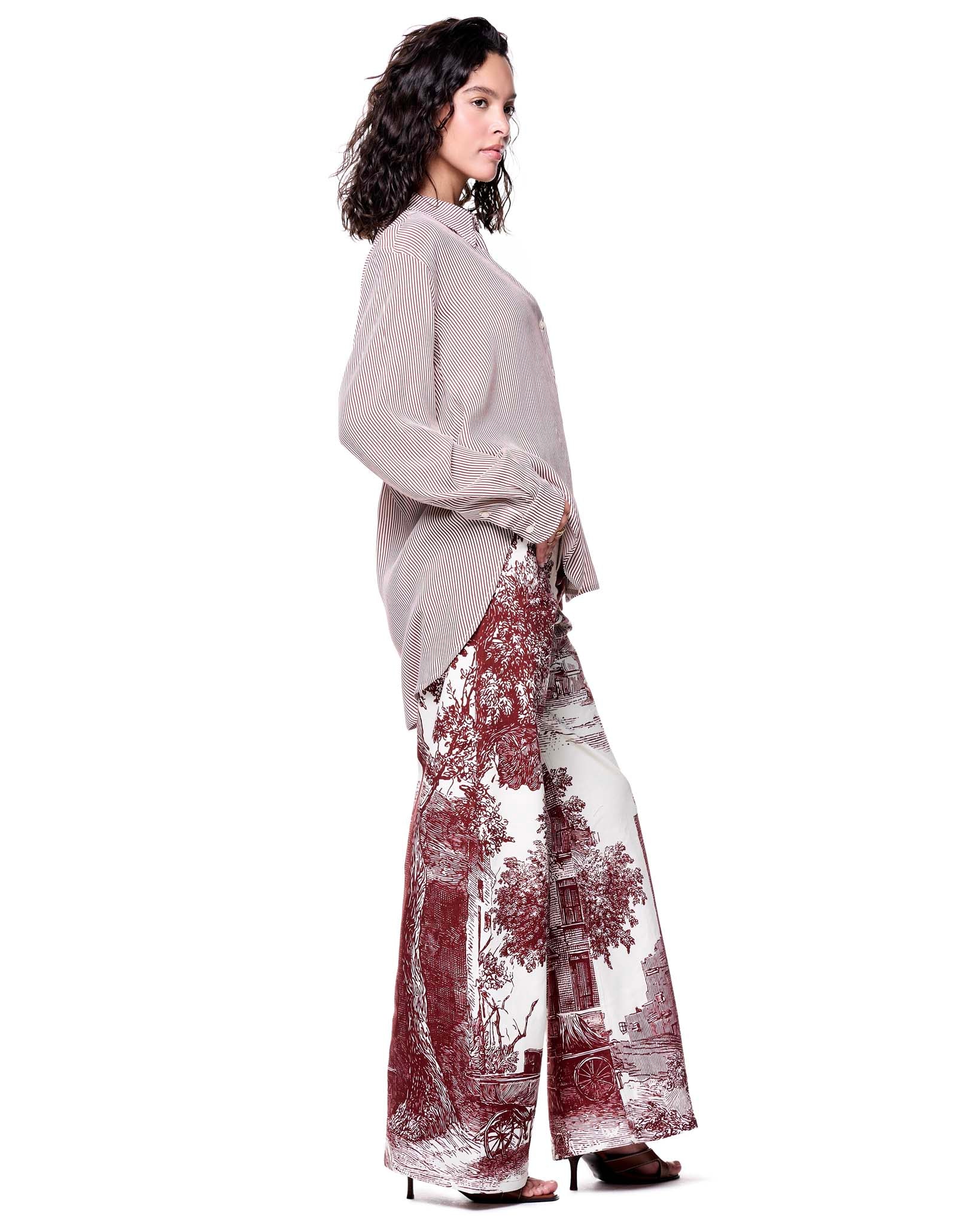 Annie Shirt | Red Toile Prep Stripe