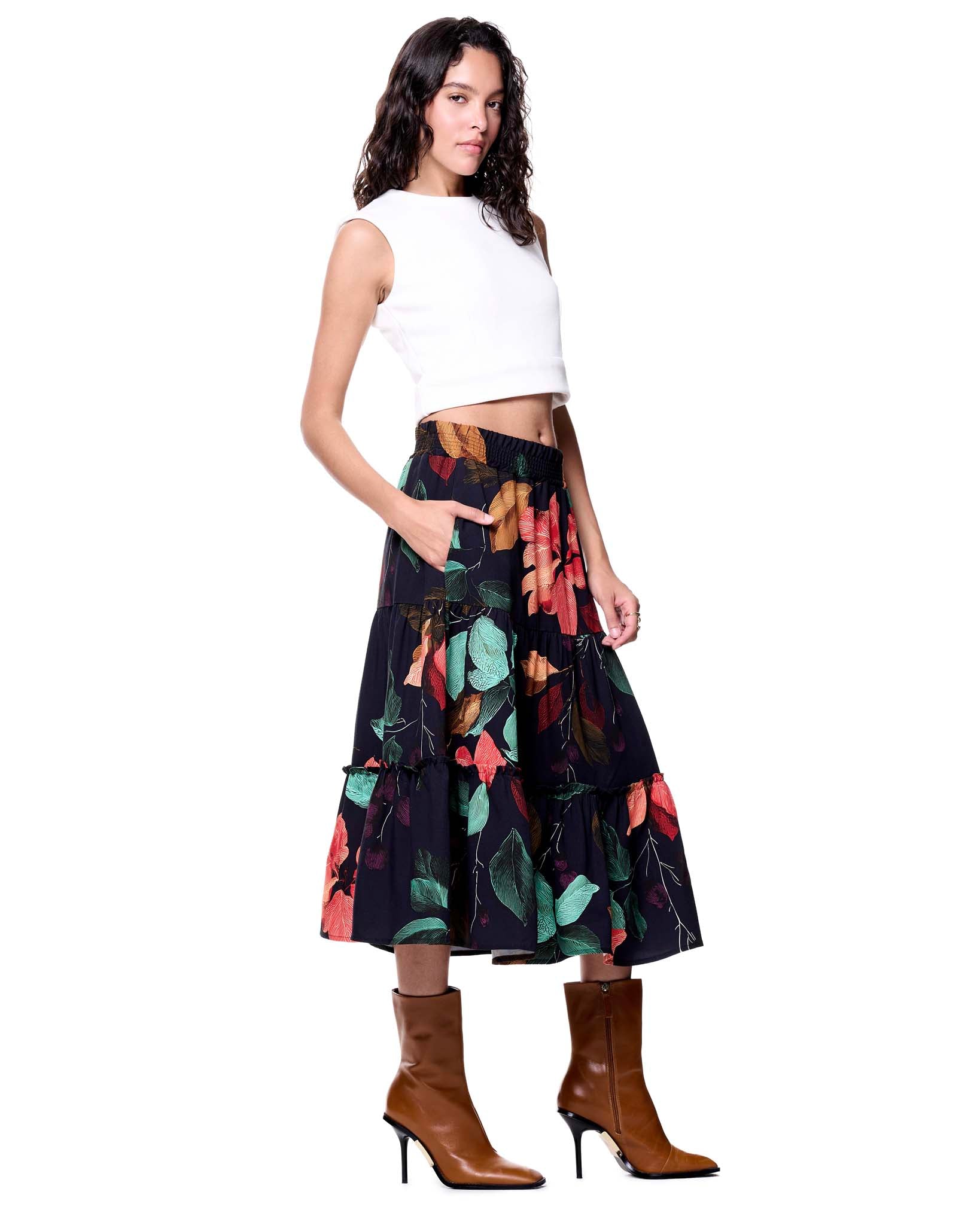 Maddie Skirt | Black Harvest Florals