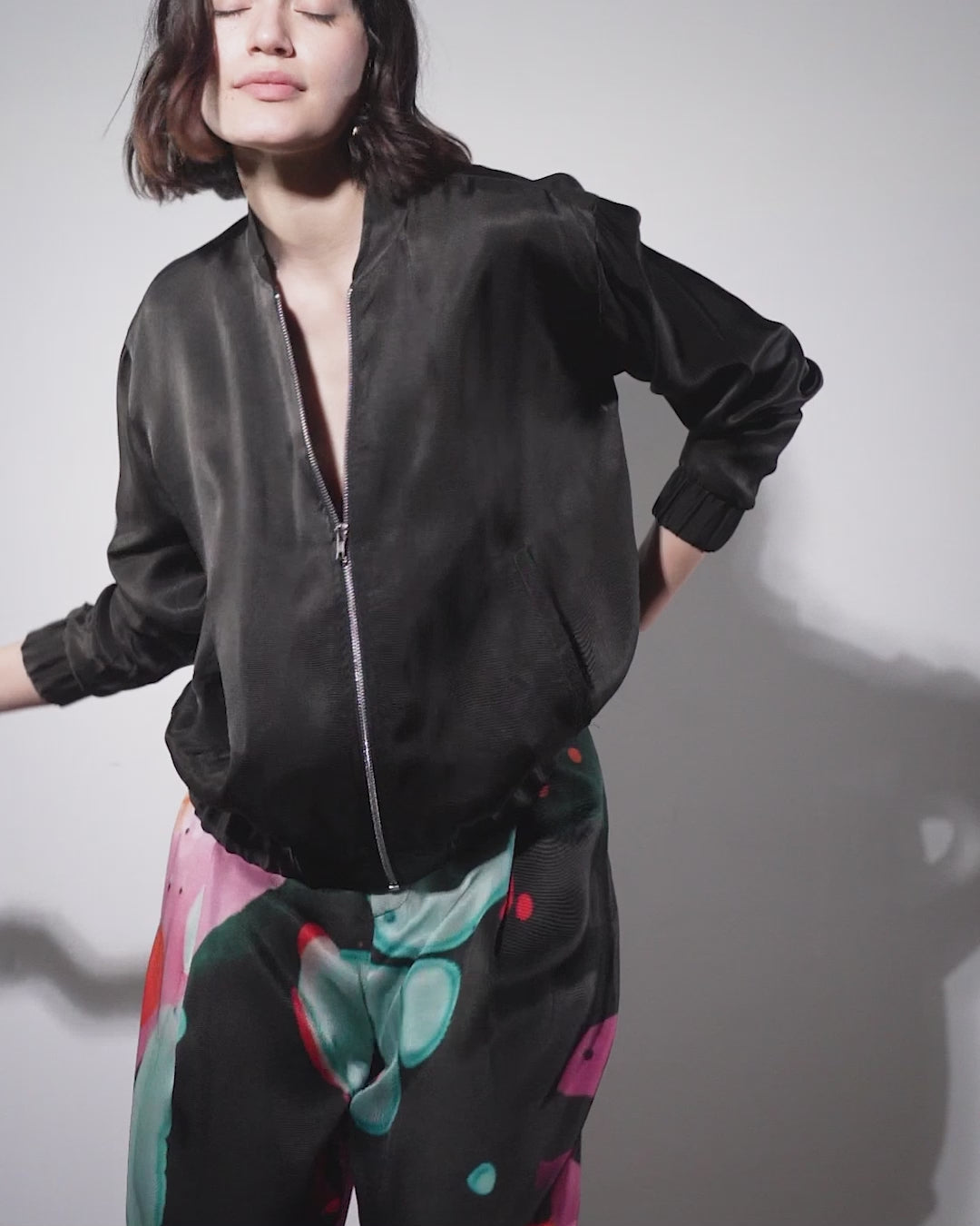 Jen Bomber Jacket | Black Mural