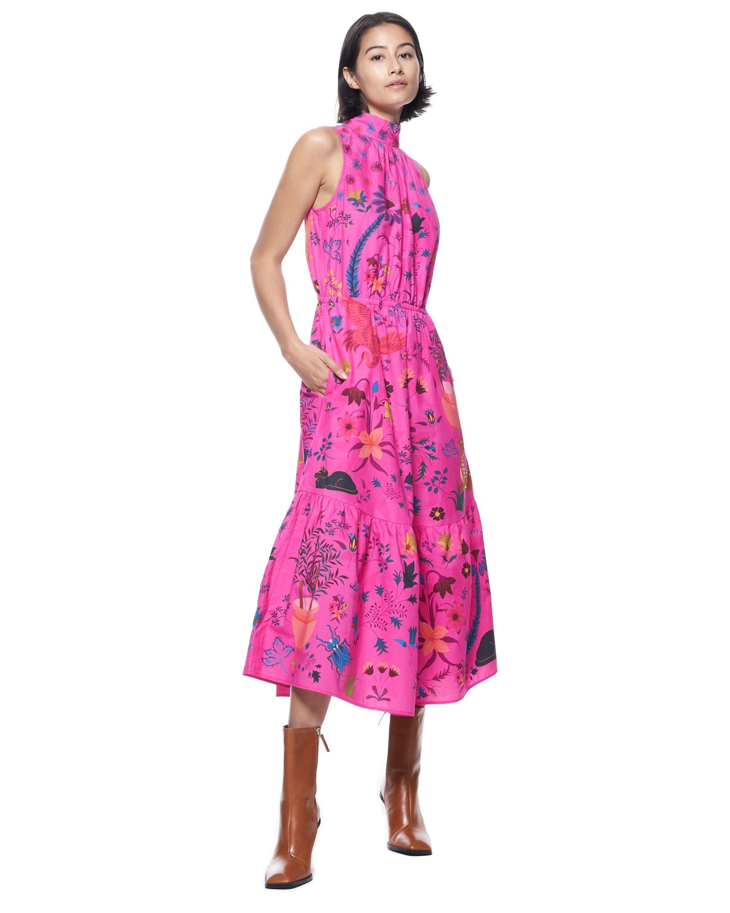 Jia Dress | Pop Pink Palampore