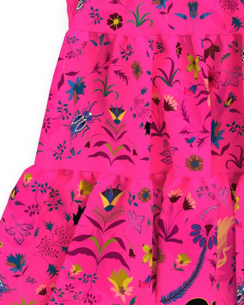 KID Ruffle Dress | Pop Pink Palampore