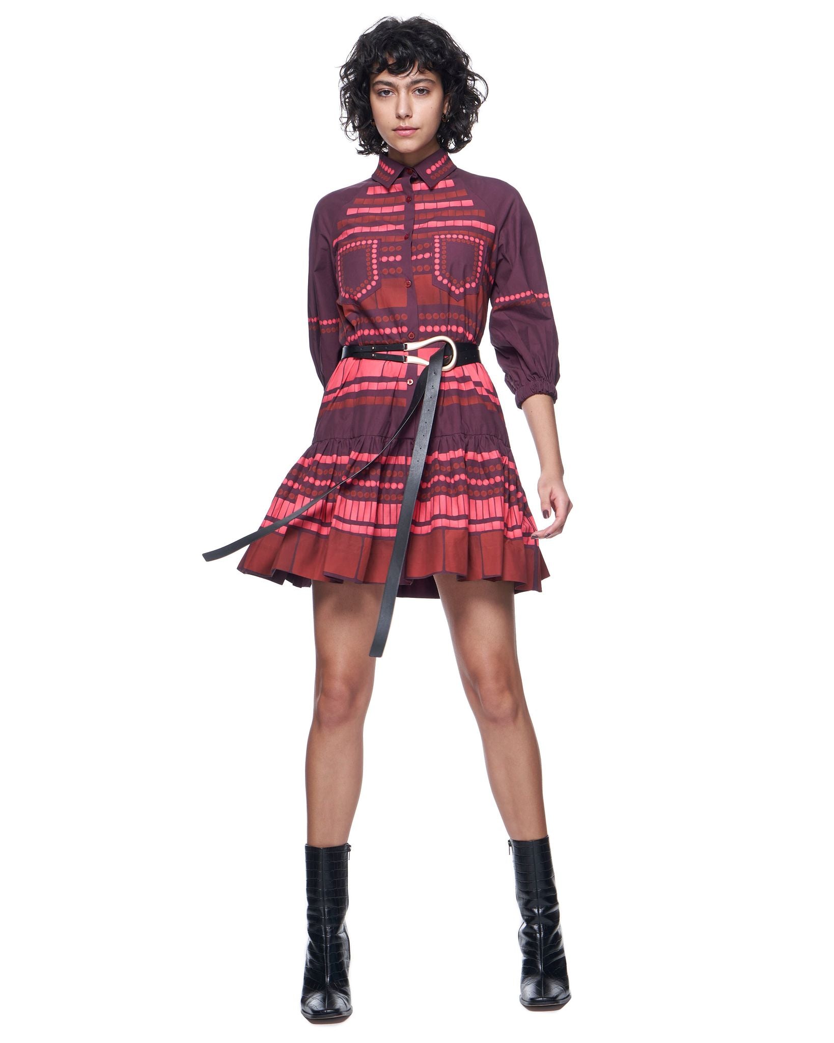 Sasha Shirtdress | Raspberry Mosaic