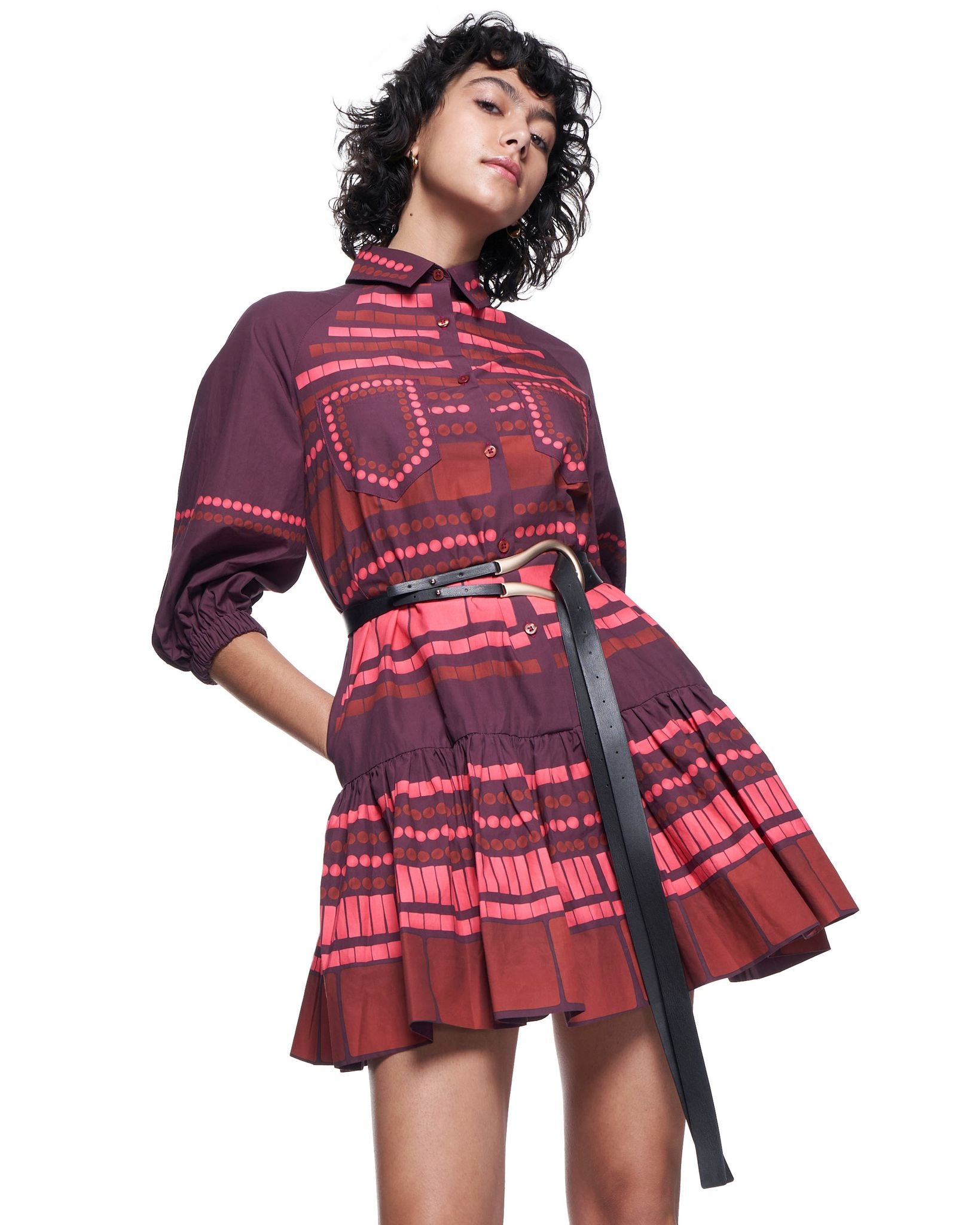 Sasha Shirtdress | Raspberry Mosaic