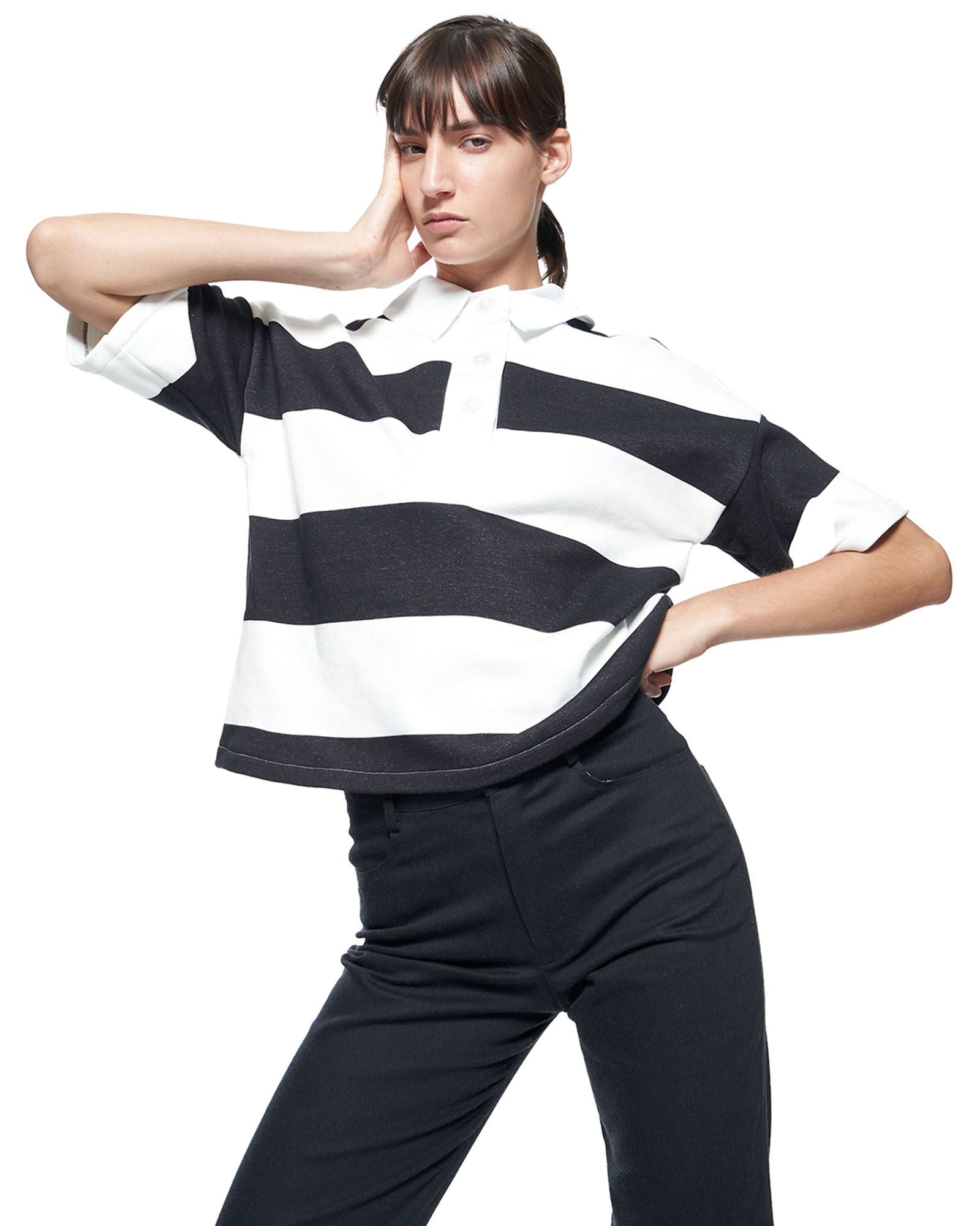 Rugby Shirt | Black and White Stripe