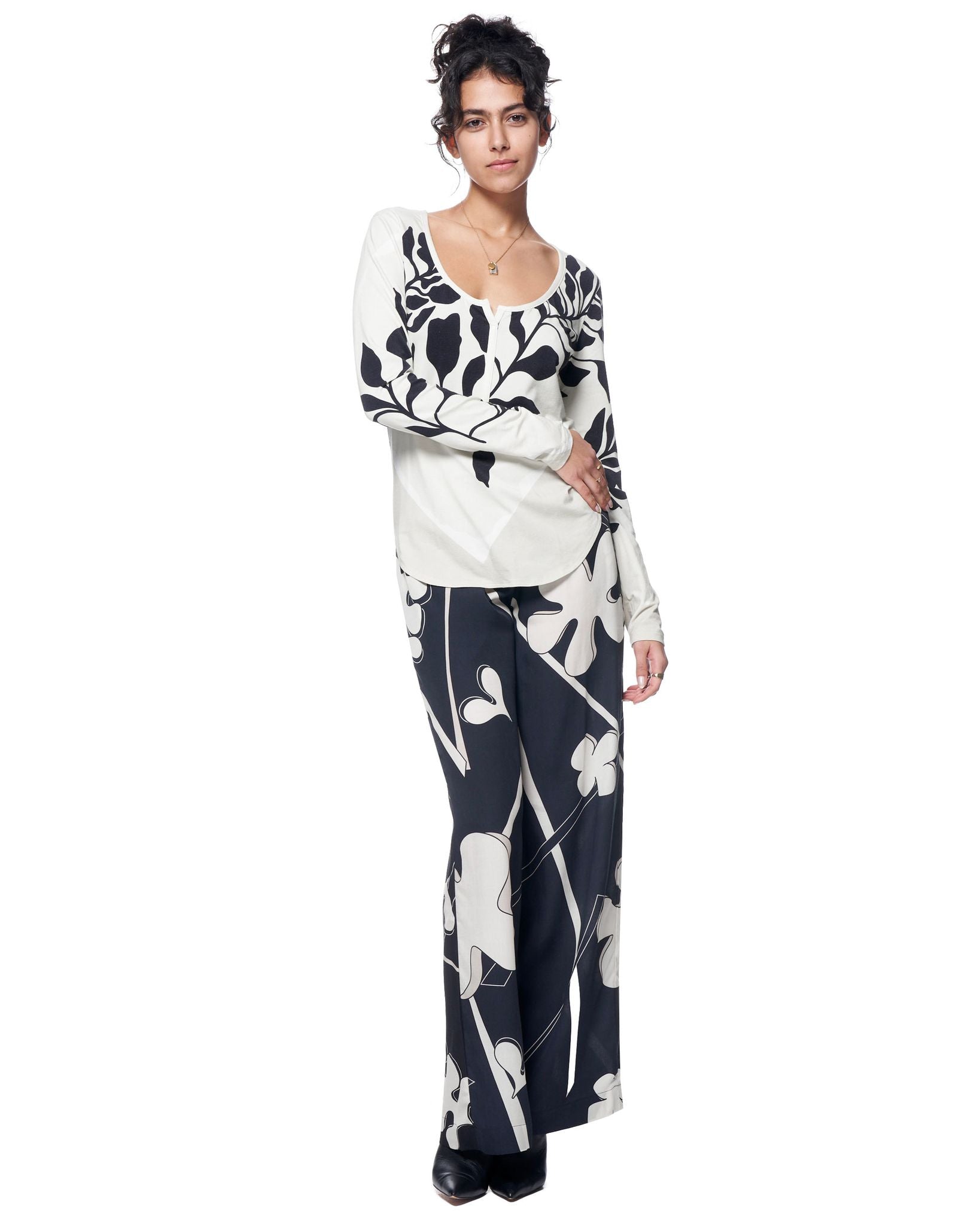 Billie Pant | Black Abstract Florals